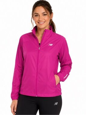 NEW BALANCE Fuchsia Pink  Full Zip Windbreaker Running Jacket S NWOT